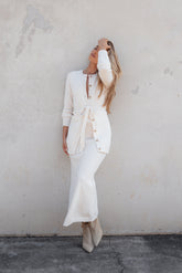 Rowee Boucle Knit Midi Skirt - White